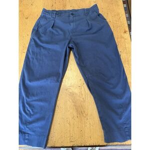 AYR The Bam Baby Barrel Pant in Prussian Pleated Size 12 High Rise Blue